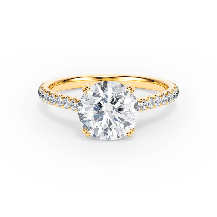 Elevé Round Diamond Engagement Ring with Pavé Band - R1091 in Ring by 18 KARATS INC.