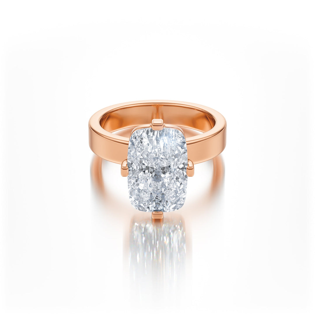 Elongated Cushion Solitaire Ring - R1028 in Ring by 18 KARATS