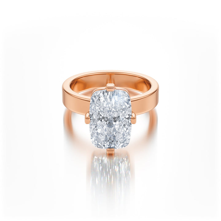 Elongated Cushion Solitaire Ring - R1028 in Ring by 18 KARATS