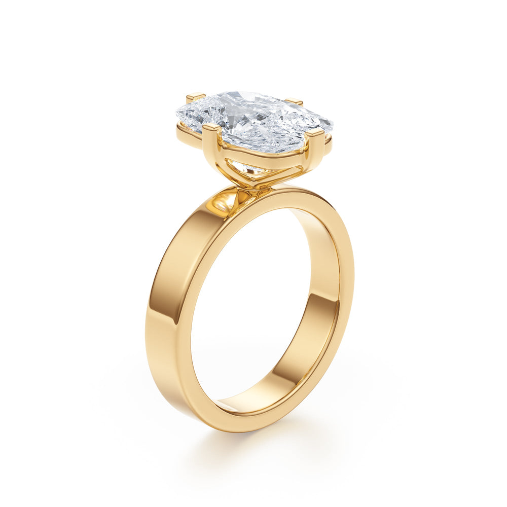 Elongated Cushion Solitaire Ring - R1028 in Ring by 18 KARATS
