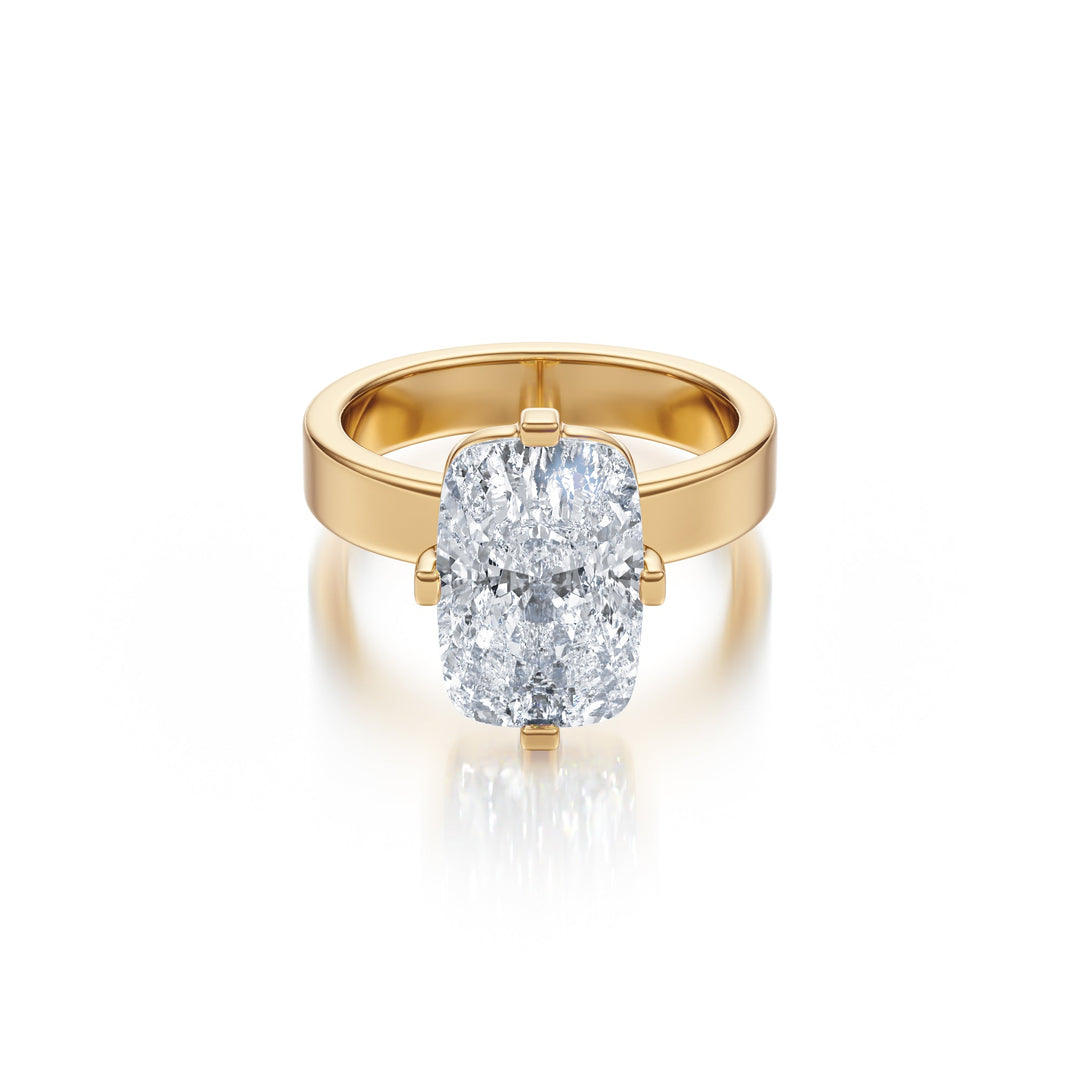 Elongated Cushion Solitaire Ring - R1028 in Ring by 18 KARATS