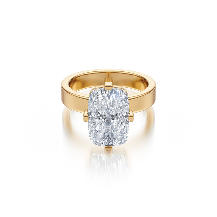 Elongated Cushion Solitaire Ring - R1028 in Ring by 18 KARATS