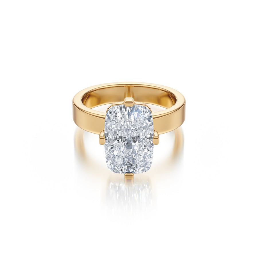 Elongated Cushion Solitaire Ring - R1028 in Ring by 18 KARATS