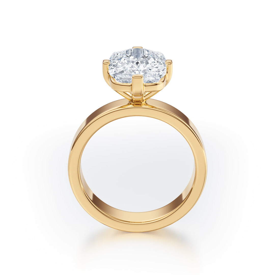 Elongated Cushion Solitaire Ring - R1028 in Ring by 18 KARATS