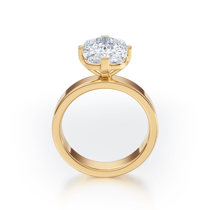 Elongated Cushion Solitaire Ring - R1028 in Ring by 18 KARATS