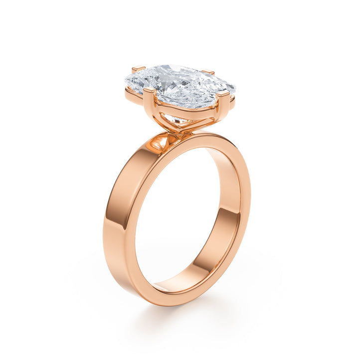 Elongated Cushion Solitaire Ring - R1028 in Ring by 18 KARATS