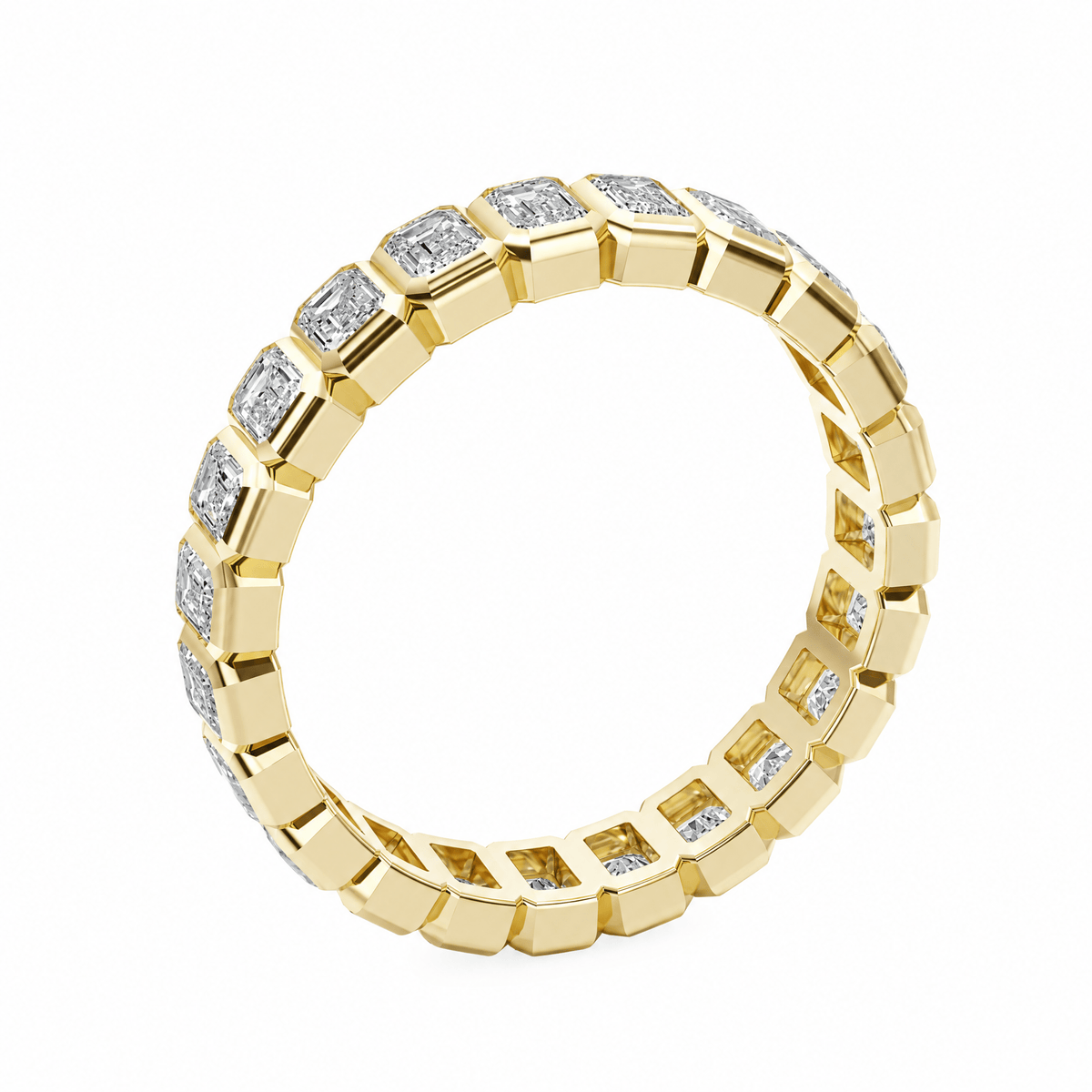 Emerald Bezel Eternity Wedding Band in Wedding Bands by 18 KARATS INC.