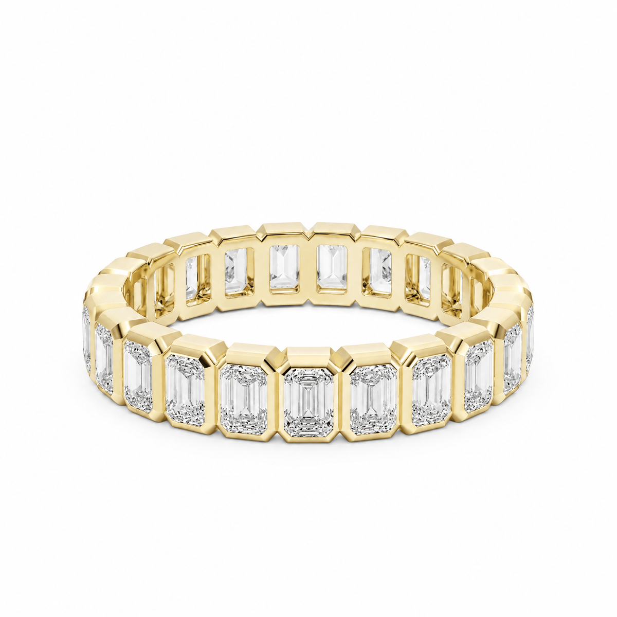 Emerald Bezel Eternity Wedding Band in Wedding Bands by 18 KARATS INC.