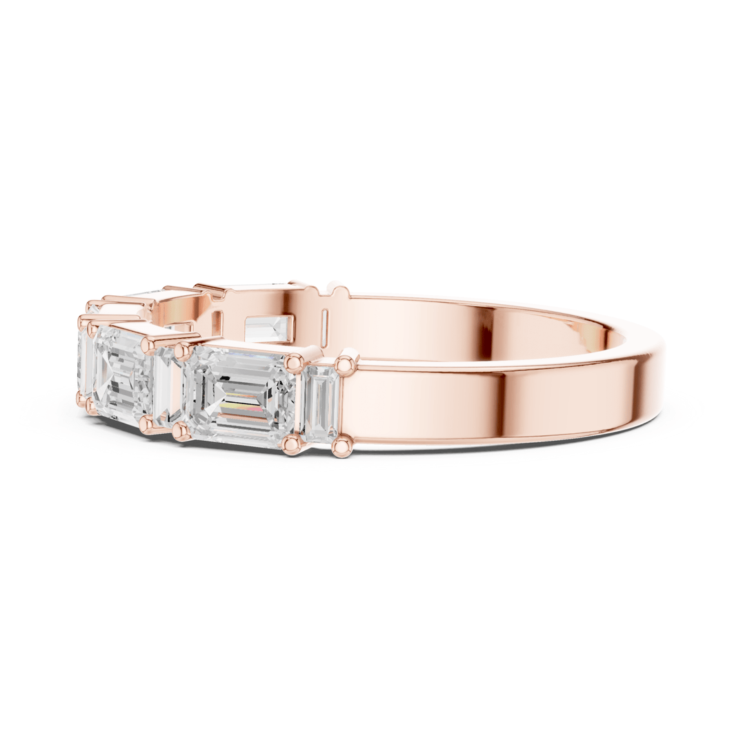 Emerald Cut & Baguette 0.85 ctw Diamond Half Eternity Band - B1155 in Wedding Bands by 18 KARATS INC.