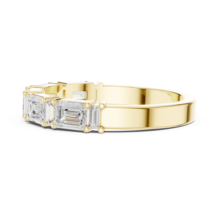 Emerald Cut & Baguette 0.85 ctw Diamond Half Eternity Band - B1155 in Wedding Bands by 18 KARATS INC.