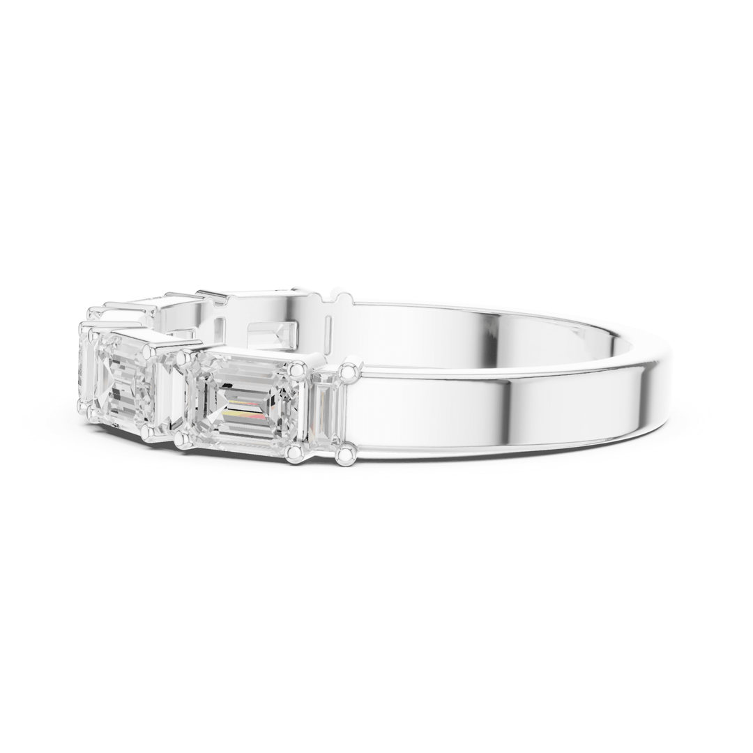 Emerald Cut & Baguette 0.85 ctw Diamond Half Eternity Band - B1155 in Wedding Bands by 18 KARATS INC.