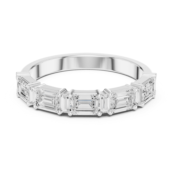 Emerald Cut & Baguette 0.85 ctw Diamond Half Eternity Band - B1155 in Wedding Bands by 18 KARATS INC.