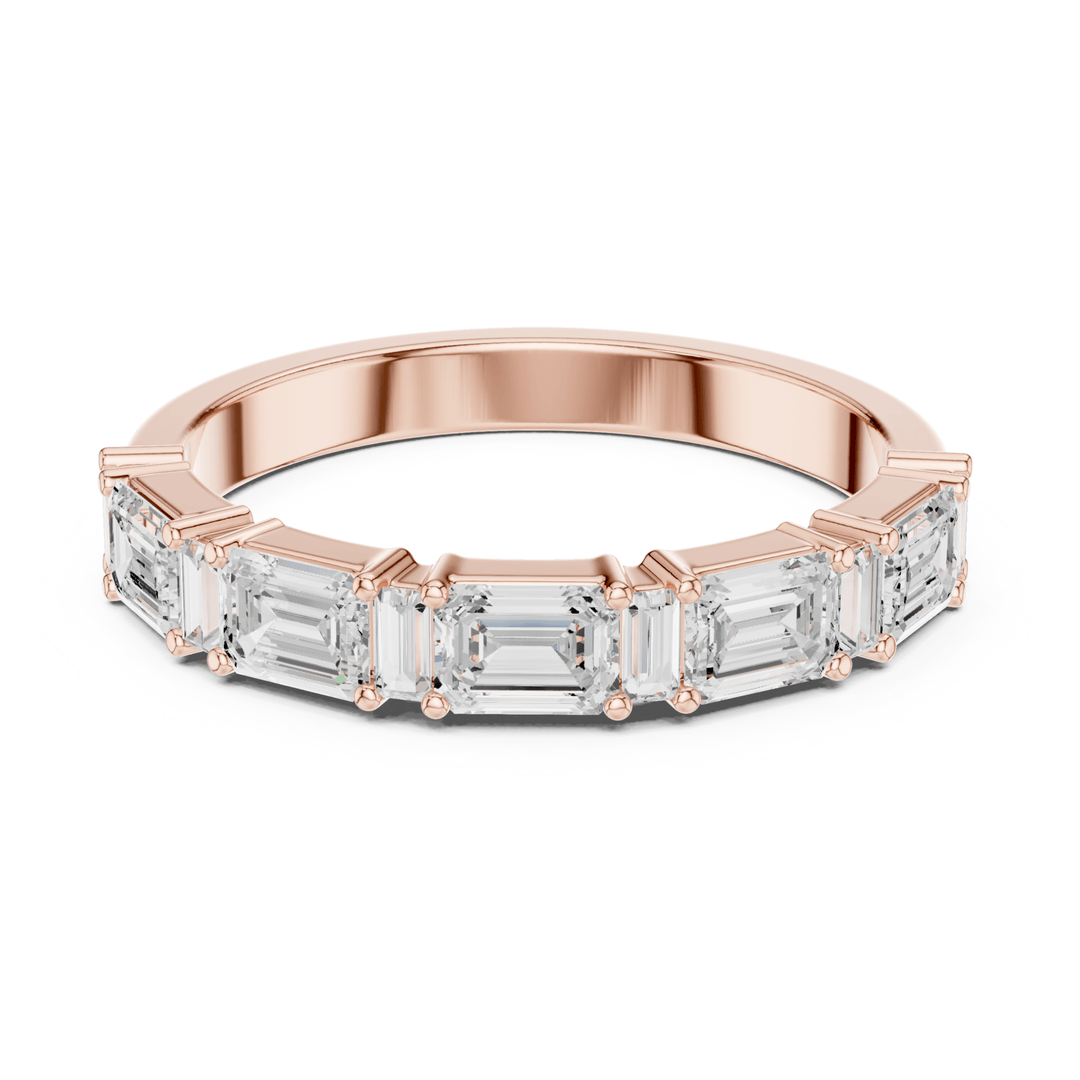 Emerald Cut & Baguette 0.85 ctw Diamond Half Eternity Band - B1155 in Wedding Bands by 18 KARATS INC.