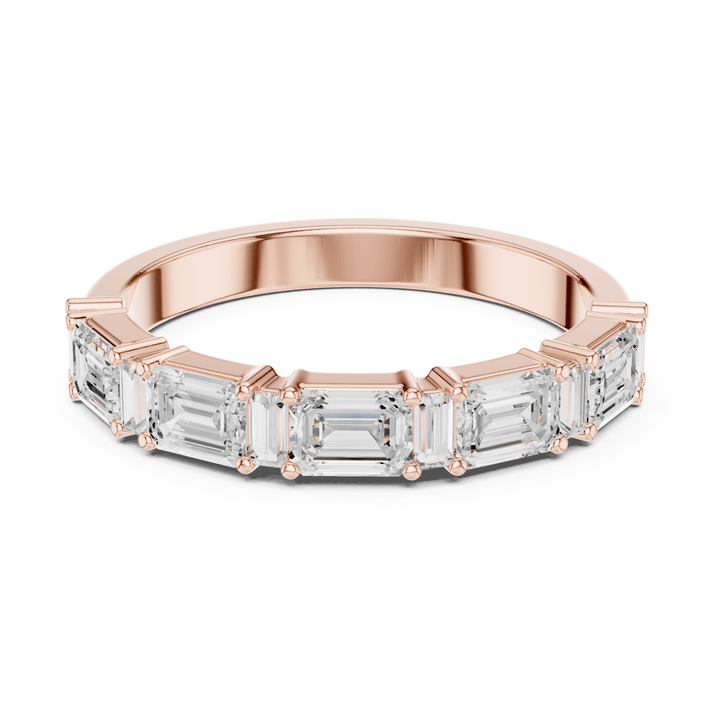 Emerald Cut & Baguette 0.85 ctw Diamond Half Eternity Band - B1155 in Wedding Bands by 18 KARATS INC.