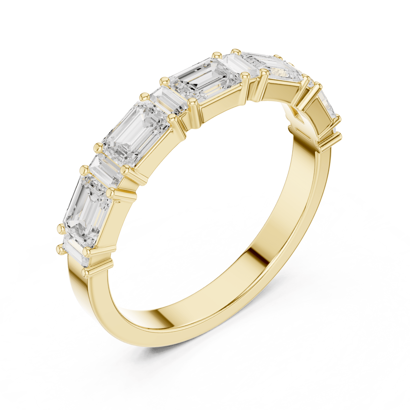 Emerald Cut & Baguette 0.85 ctw Diamond Half Eternity Band - B1155 in Wedding Bands by 18 KARATS INC.