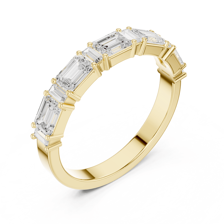 Emerald Cut & Baguette 0.85 ctw Diamond Half Eternity Band - B1155 in Wedding Bands by 18 KARATS INC.