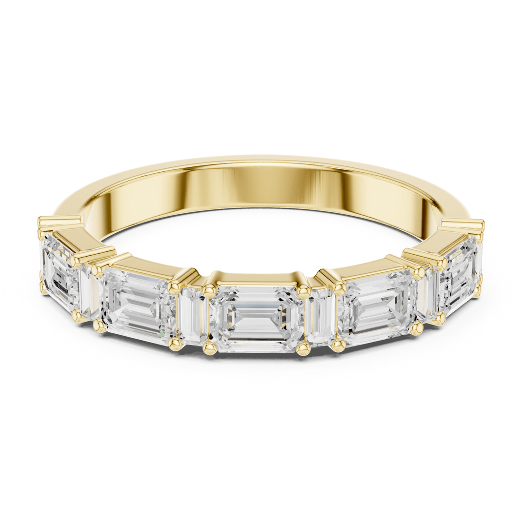 Emerald Cut & Baguette 0.85 ctw Diamond Half Eternity Band - B1155 in Wedding Bands by 18 KARATS INC.