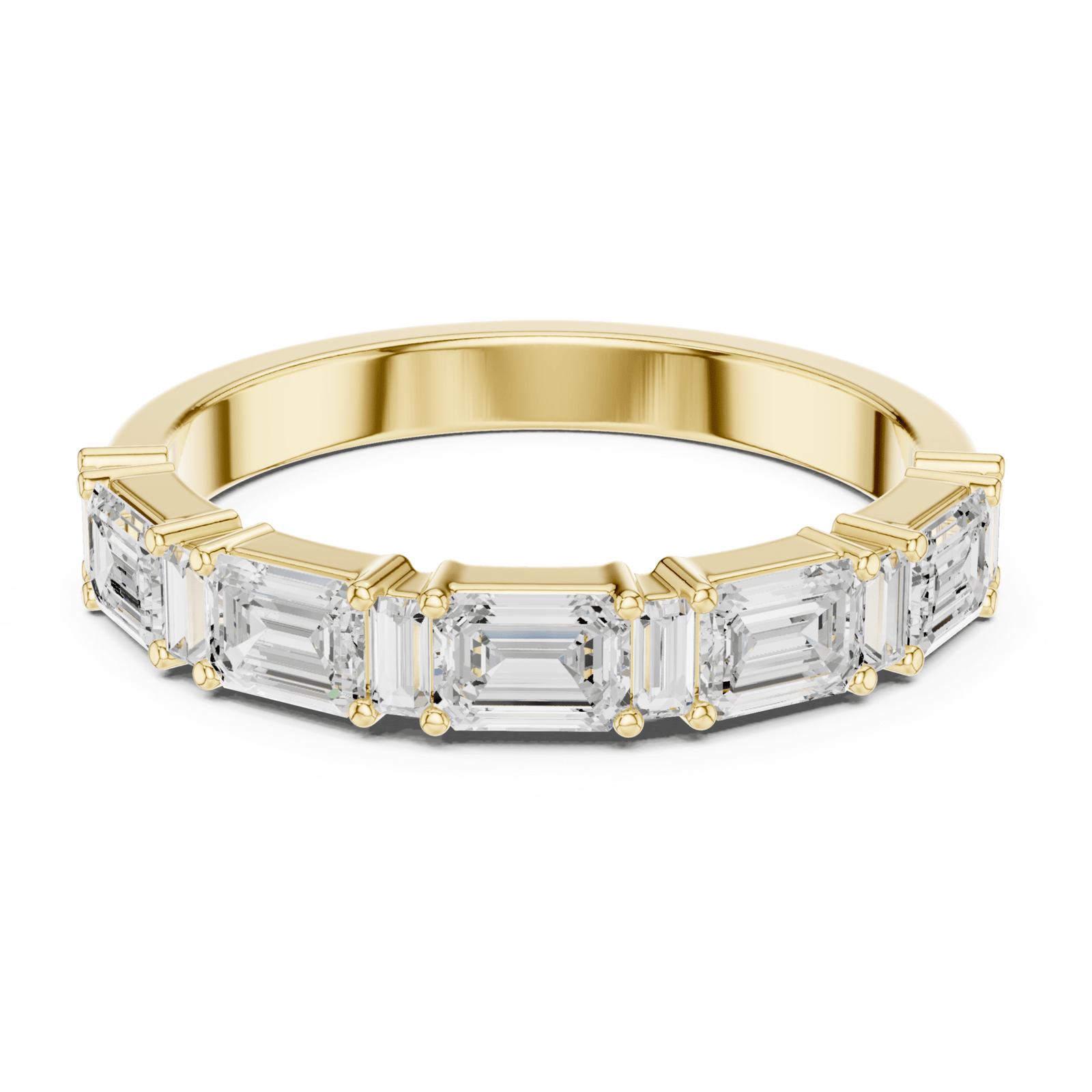 Emerald Cut & Baguette 0.85 ctw Diamond Half Eternity Band - B1155 in Wedding Bands by 18 KARATS INC.
