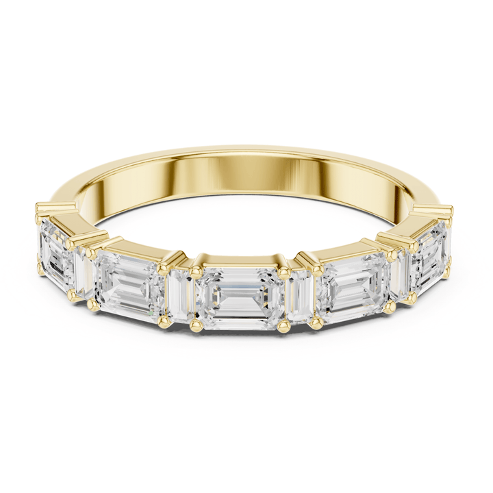 Emerald Cut & Baguette 0.85 ctw Diamond Half Eternity Band - B1155 in Wedding Bands by 18 KARATS INC.