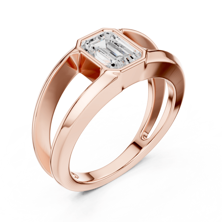 Emerald Cut Bezel Set Ring - B1168 in Ring by 18 KARATS INC.