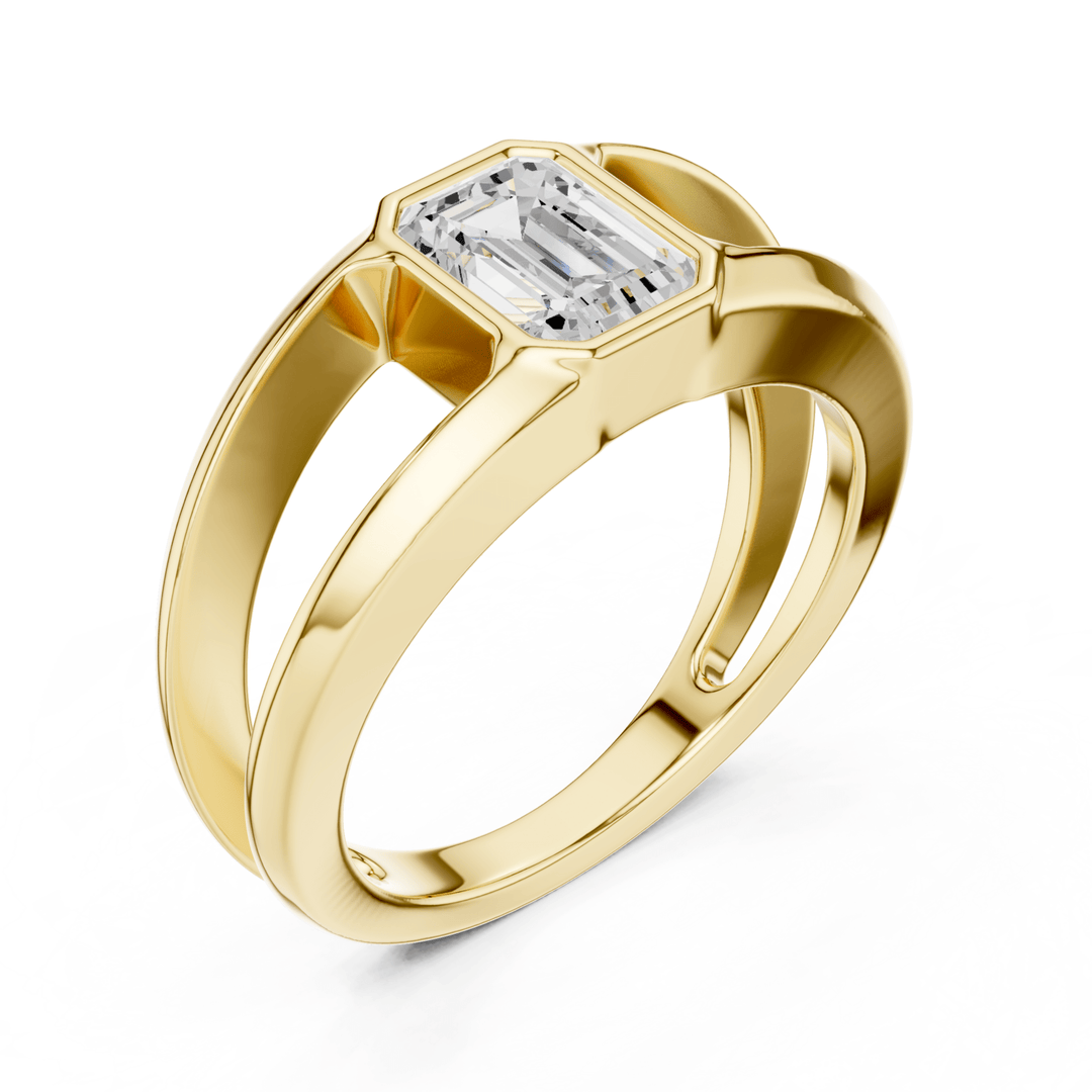 Emerald Cut Bezel Set Ring - B1168 in Ring by 18 KARATS INC.