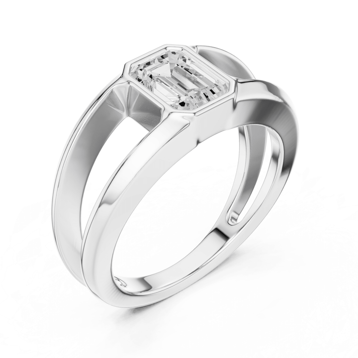 Emerald Cut Bezel Set Ring - B1168 in Ring by 18 KARATS INC.