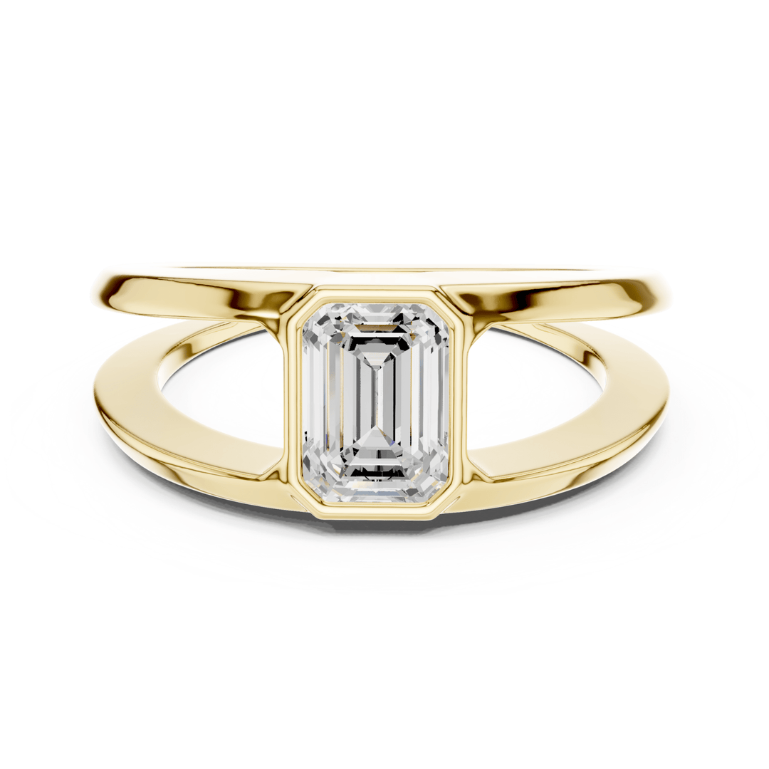 Emerald Cut Bezel Set Ring - B1168 in Ring by 18 KARATS INC.