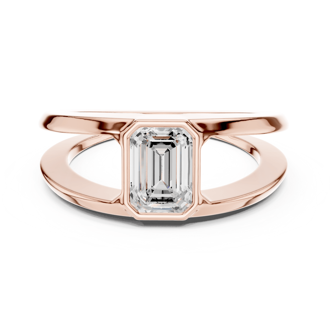 Emerald Cut Bezel Set Ring - B1168 in Ring by 18 KARATS INC.