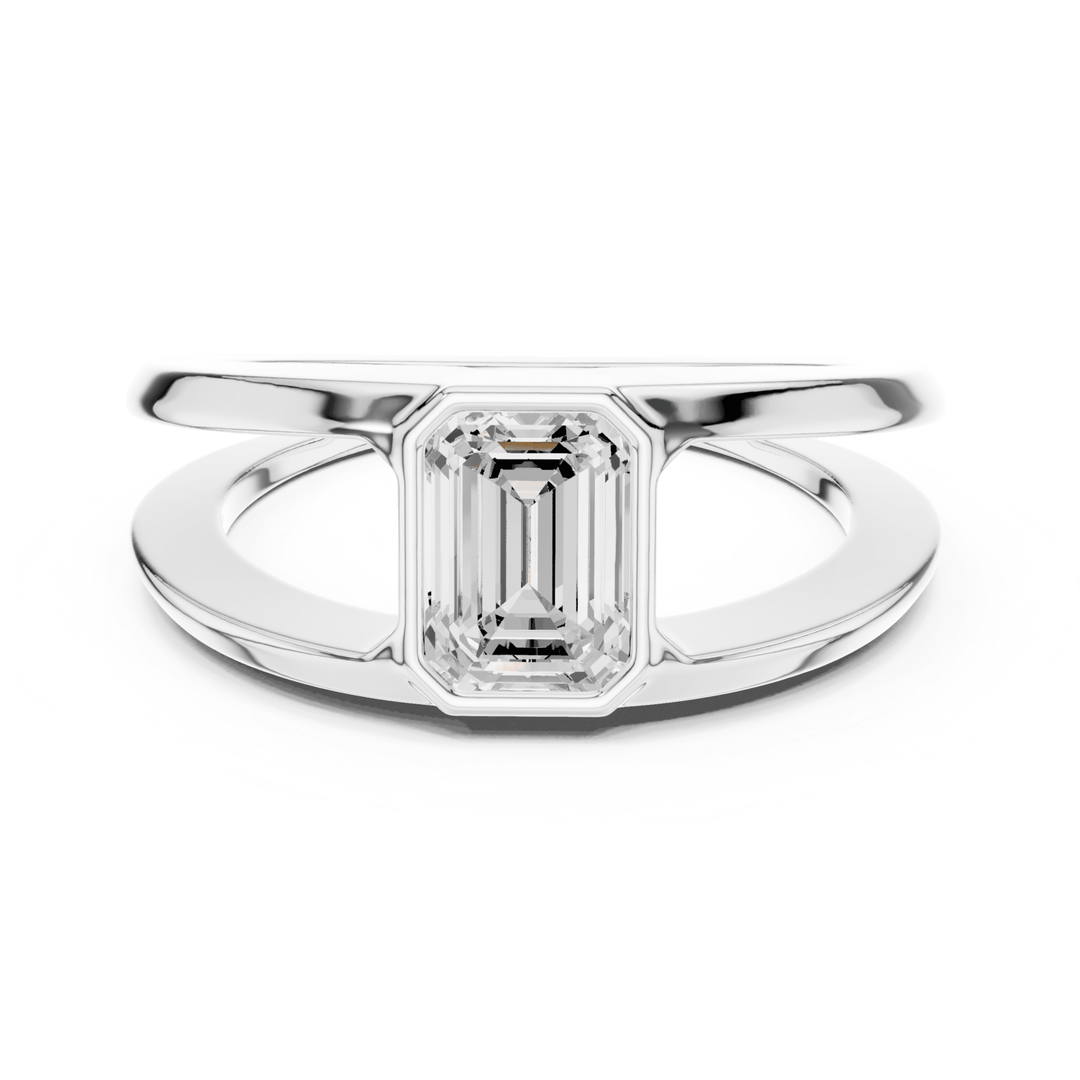 Emerald Cut Bezel Set Ring - B1168 in Ring by 18 KARATS INC.