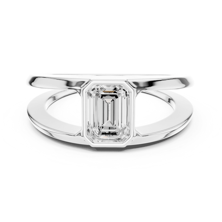 Emerald Cut Bezel Set Ring - B1168 in Ring by 18 KARATS INC.