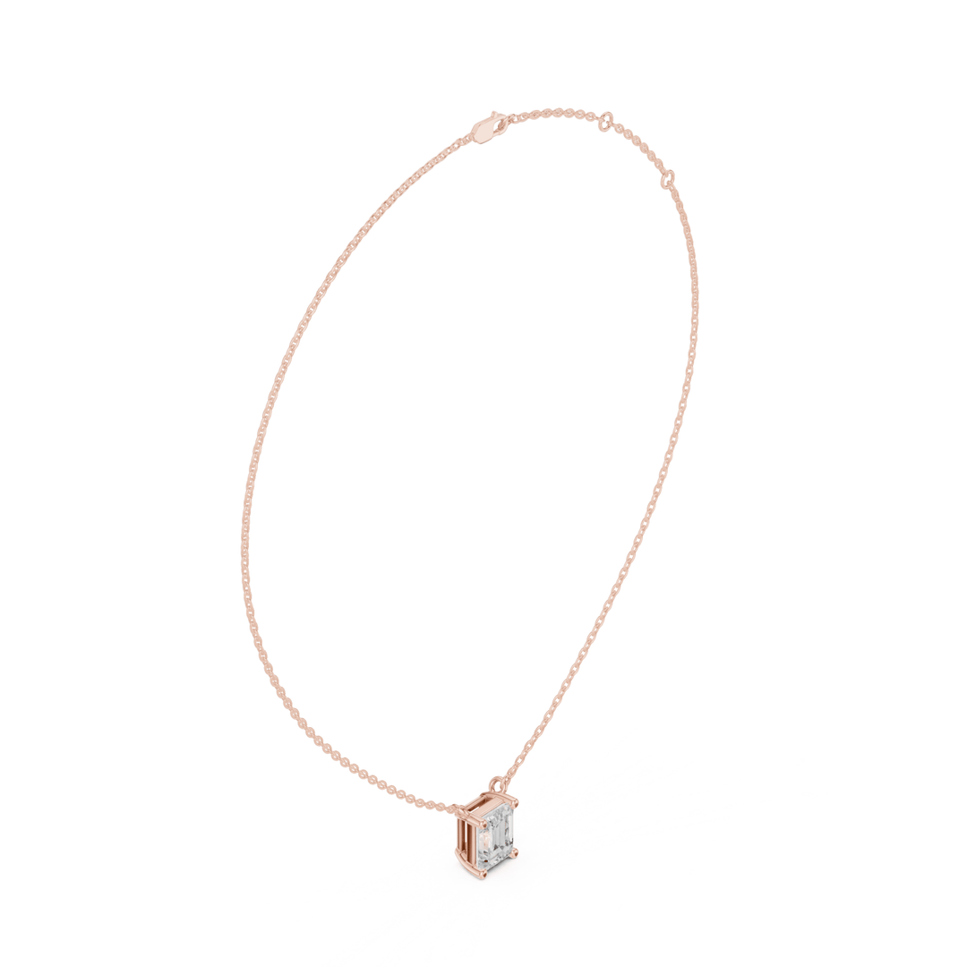 Emerald Cut Diamond Solitaire Pendant – P1134EM in Necklace by 18 KARATS INC.