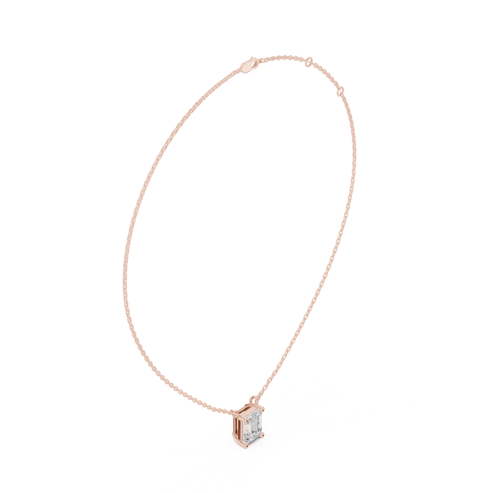 Emerald Cut Diamond Solitaire Pendant – P1134EM in Necklace by 18 KARATS INC.