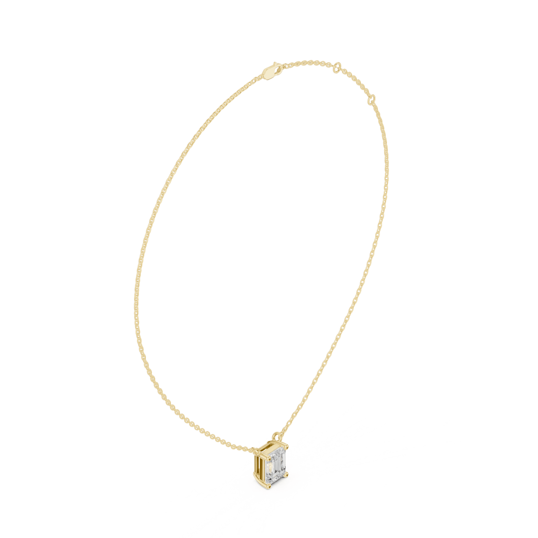 Emerald Cut Diamond Solitaire Pendant – P1134EM in Necklace by 18 KARATS INC.