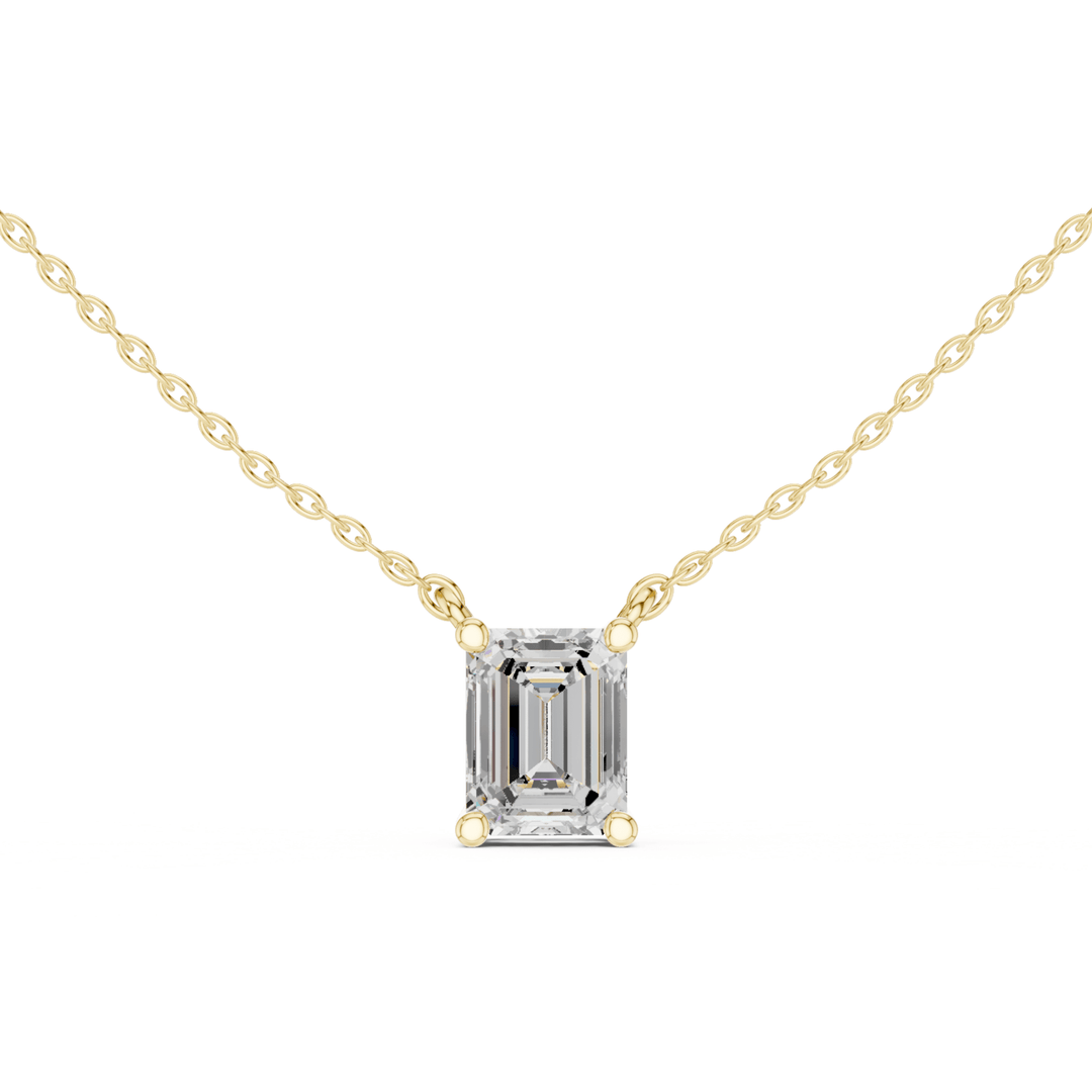 Emerald Cut Diamond Solitaire Pendant – P1134EM in Necklace by 18 KARATS INC.