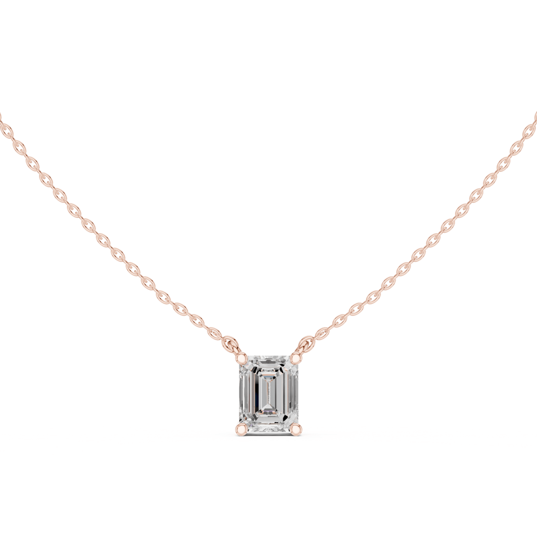 Emerald Cut Diamond Solitaire Pendant – P1134EM in Necklace by 18 KARATS INC.
