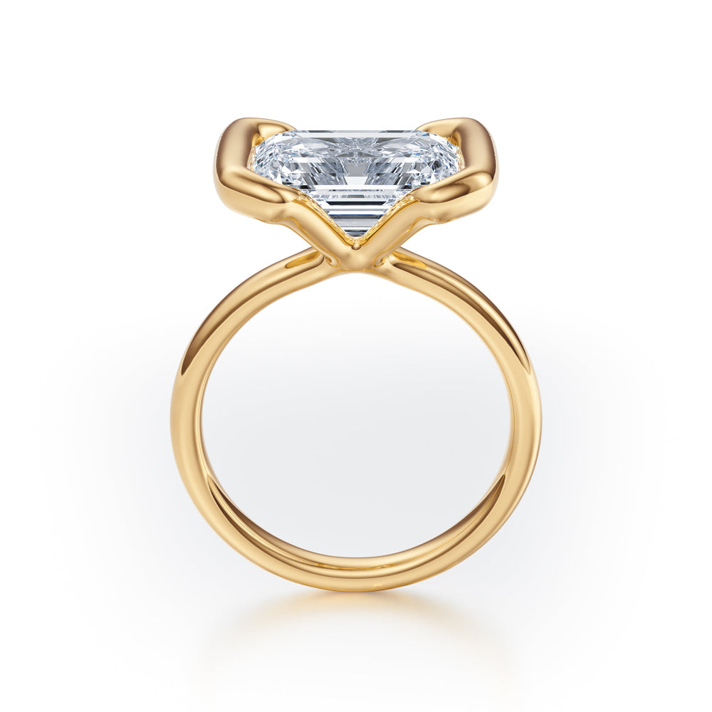 Emerald Cut Modern Bezel Gold Ring - R1038 in Ring by 18 KARATS
