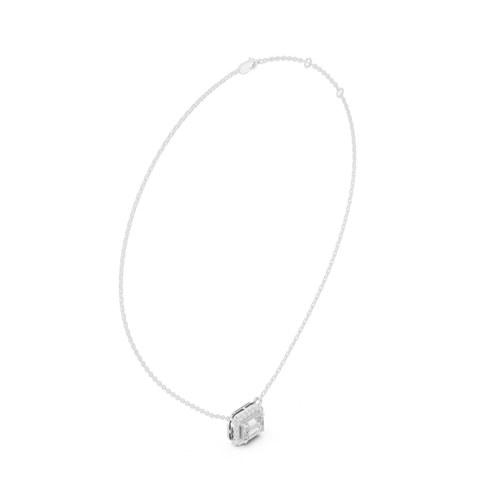 Emerald Halo Lab Grown 2.23 ctw Diamond Necklace - P1127 in Necklace by 18 KARATS INC.