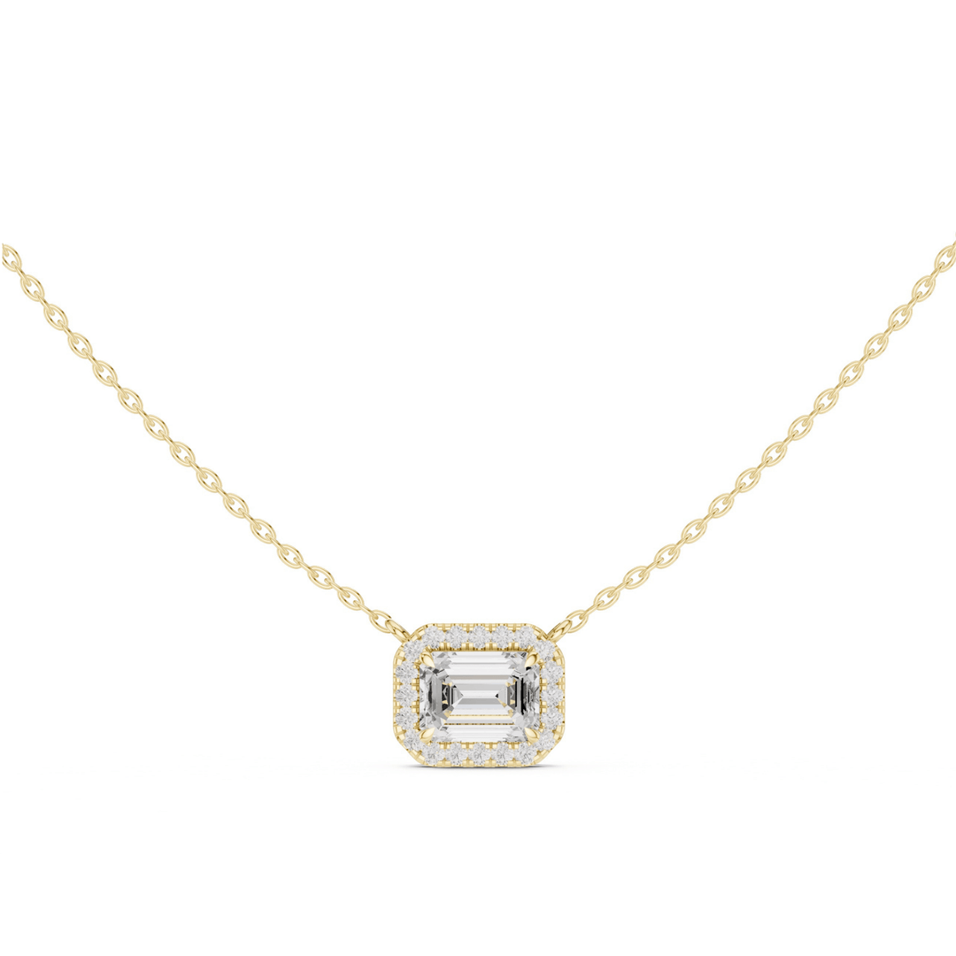 Emerald Halo Lab Grown 2.23 ctw Diamond Necklace - P1127 in Necklace by 18 KARATS INC.