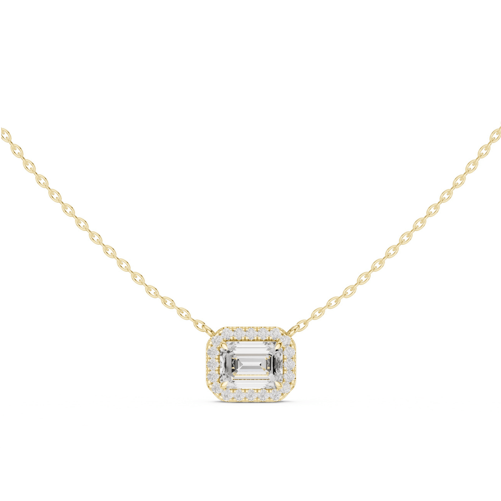 Emerald Halo Lab Grown 2.23 ctw Diamond Necklace - P1127 in Necklace by 18 KARATS INC.