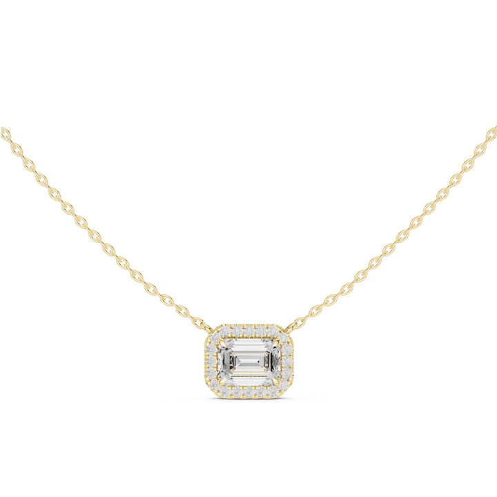 Emerald Halo Lab Grown 2.23 ctw Diamond Necklace - P1127 in Necklace by 18 KARATS INC.