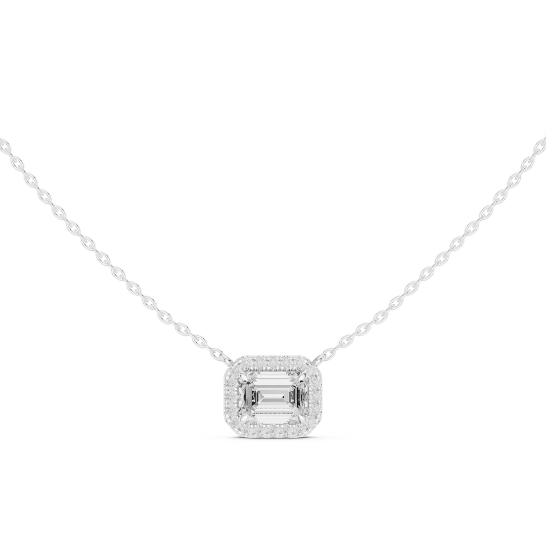 Emerald Halo Lab Grown 2.23 ctw Diamond Necklace - P1127 in Necklace by 18 KARATS INC.
