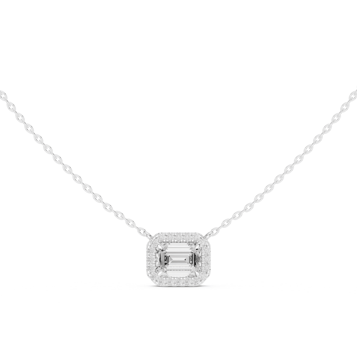 Emerald Halo Lab Grown 2.23 ctw Diamond Necklace - P1127 in Necklace by 18 KARATS INC.