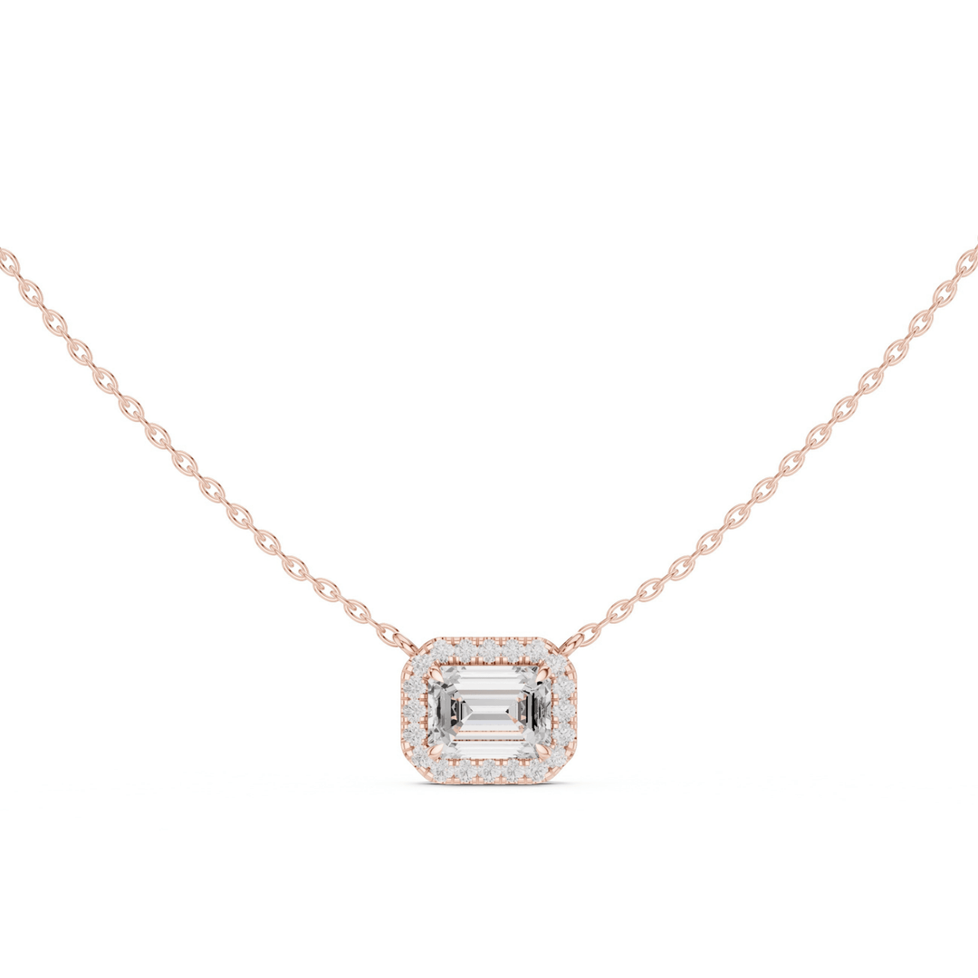 Emerald Halo Lab Grown 2.23 ctw Diamond Necklace - P1127 in Necklace by 18 KARATS INC.