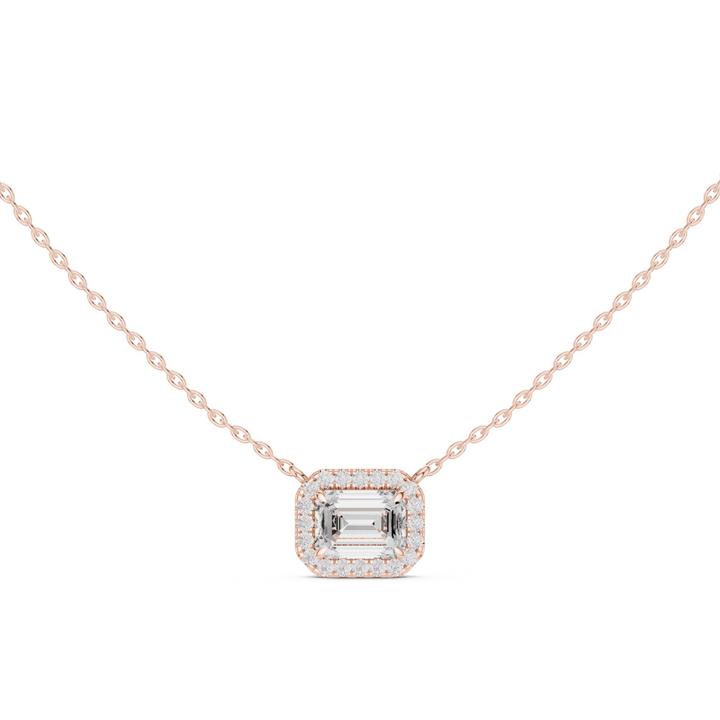 Emerald Halo Lab Grown 2.23 ctw Diamond Necklace - P1127 in Necklace by 18 KARATS INC.