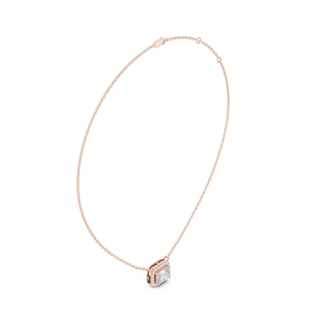 Emerald Halo Lab Grown 2.23 ctw Diamond Necklace - P1127 in Necklace by 18 KARATS INC.