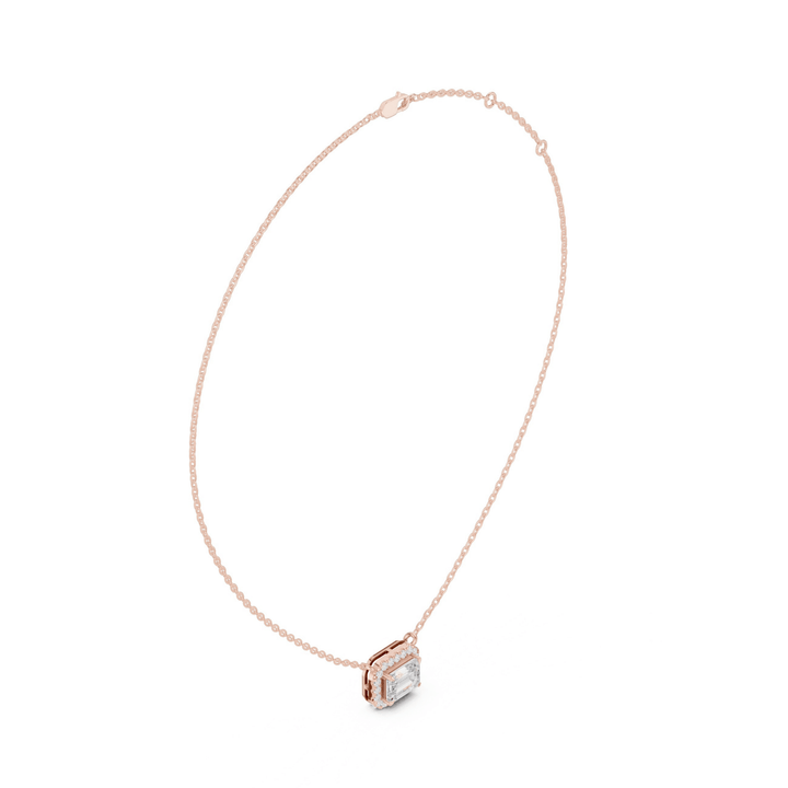 Emerald Halo Lab Grown 2.23 ctw Diamond Necklace - P1127 in Necklace by 18 KARATS INC.