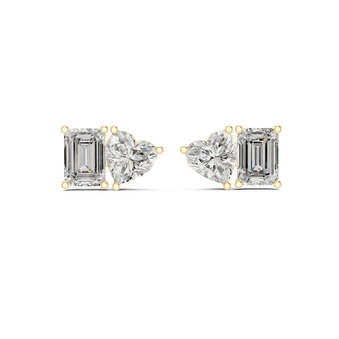 Emerald Heart Toi et Moi Stud Earrings - E1115 in Earrings by 18 KARATS INC.