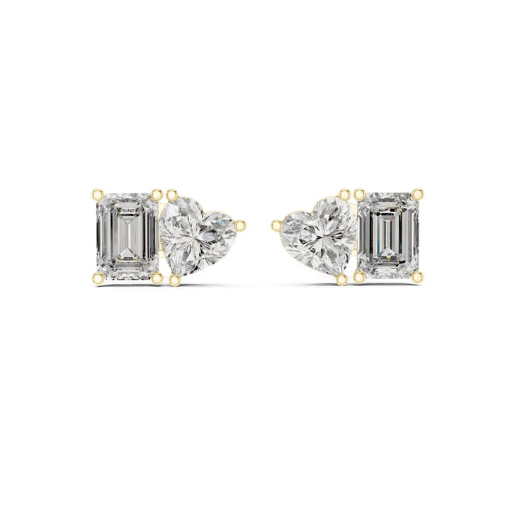 Emerald Heart Toi et Moi Stud Earrings - E1115 in Earrings by 18 KARATS INC.