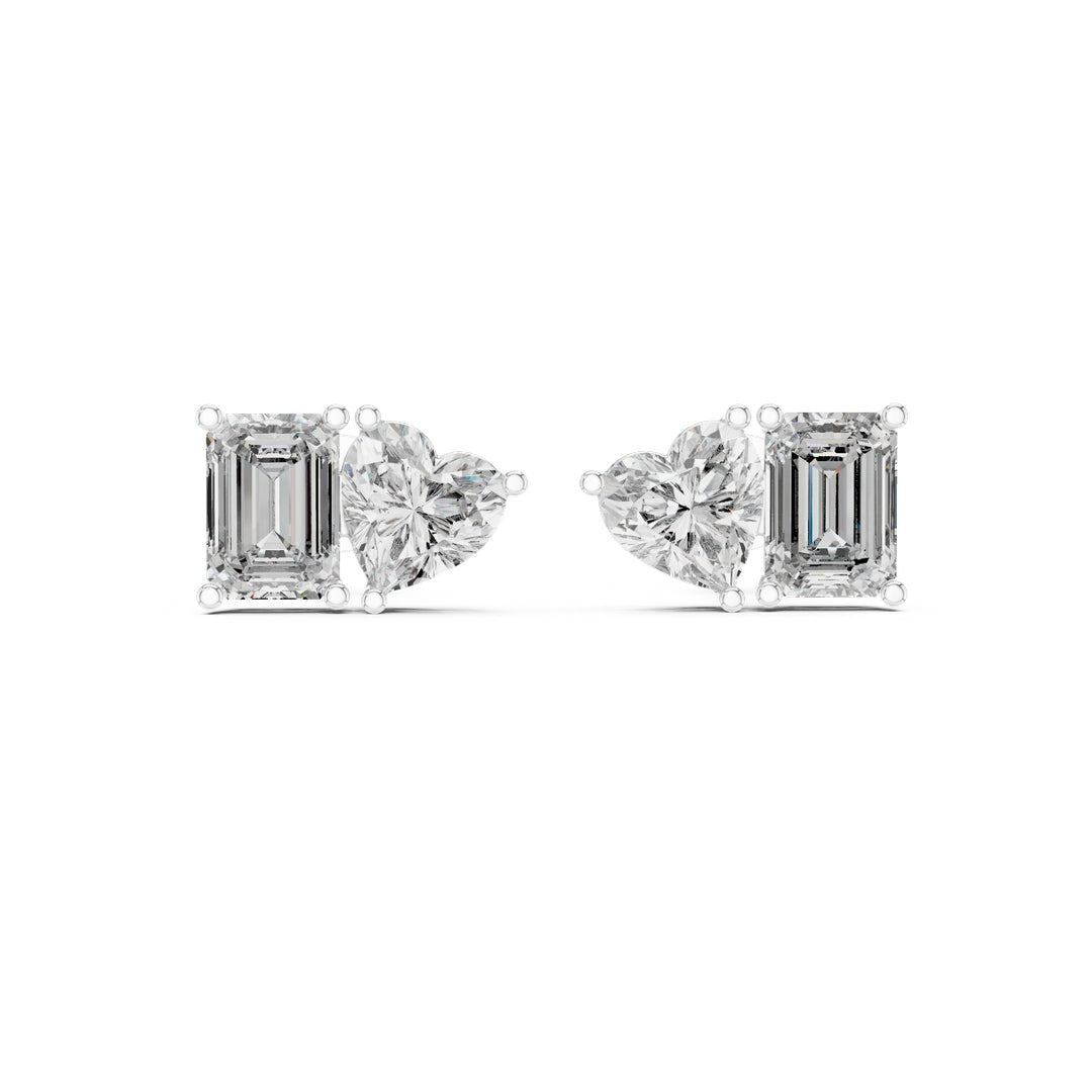 Emerald Heart Toi et Moi Stud Earrings - E1115 in Earrings by 18 KARATS INC.