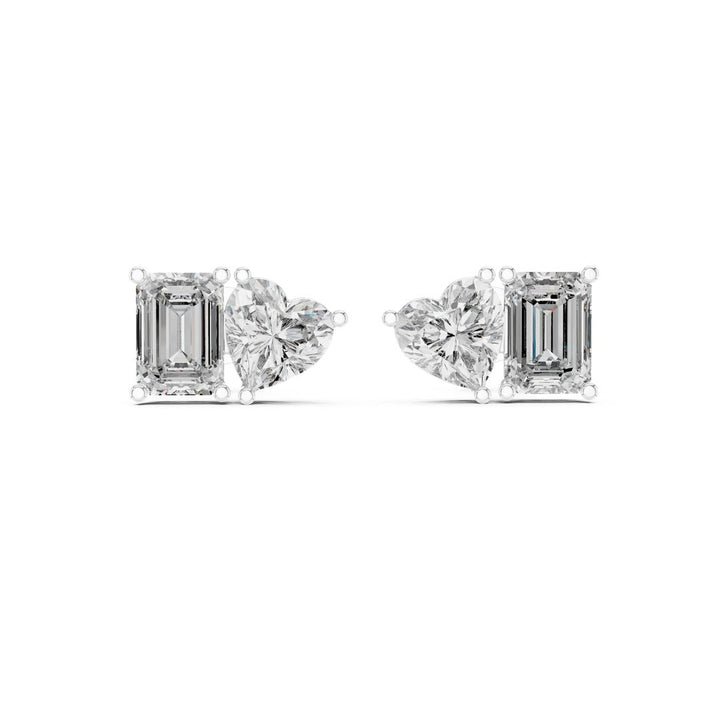 Emerald Heart Toi et Moi Stud Earrings - E1115 in Earrings by 18 KARATS INC.